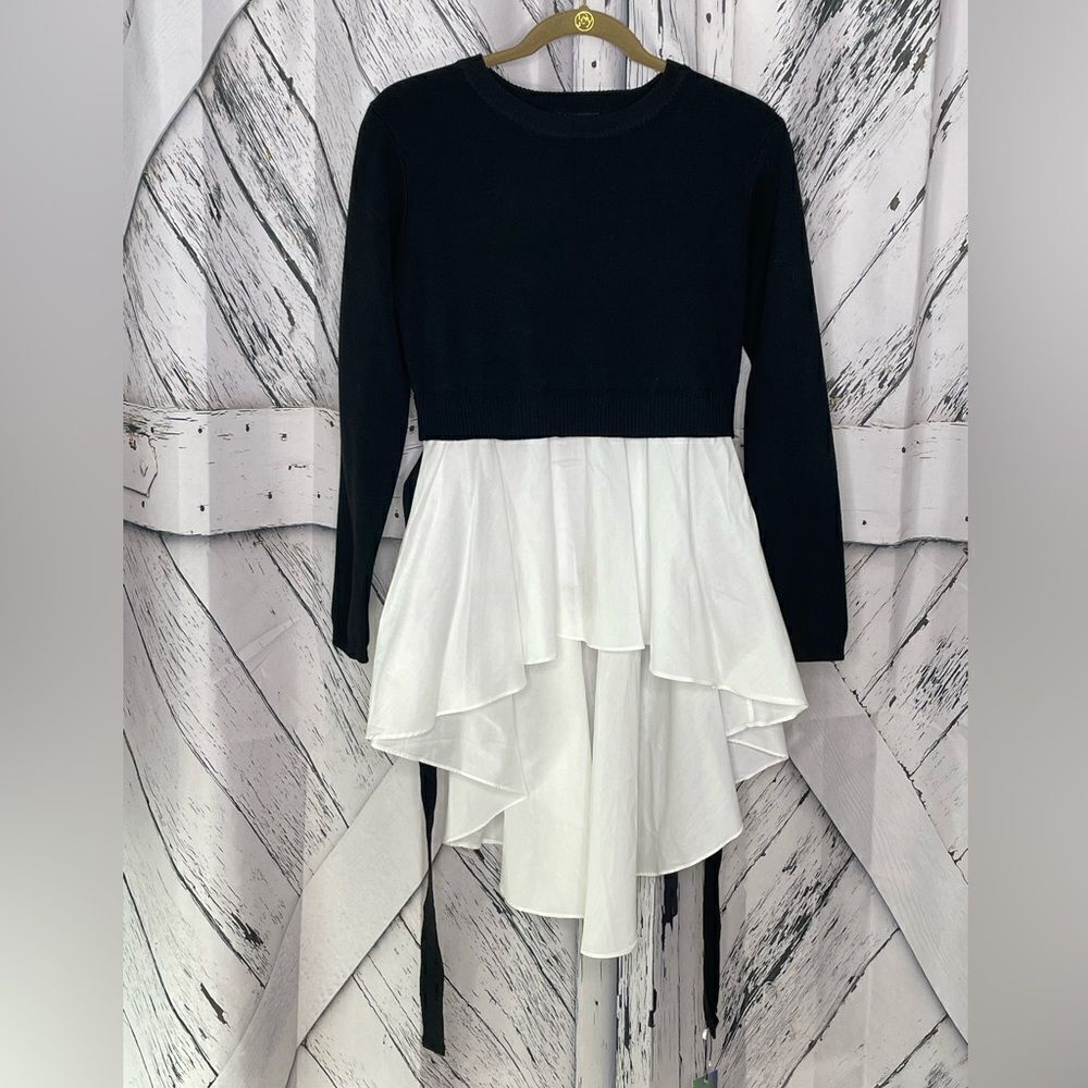 After Market Mixed Media Sweater Shirt S Black & White